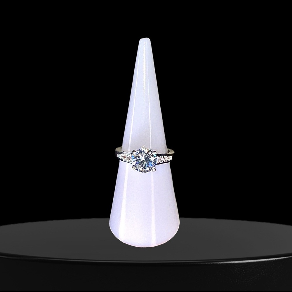 New Exclusively Fancy Solitaire Cut Sterling Silver .925 AAA CZ Ring - Szie 6